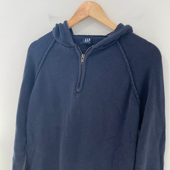 Gap Vintage Dark Blue Quarter Zip Hoodie Size XL - Picture 2 of 4